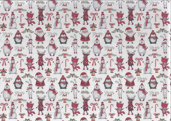 Julegavepapir 70 cm x 20 meter assorteret